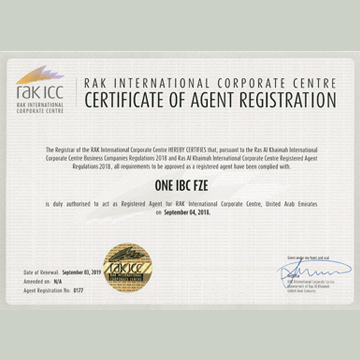 One IBC® was granted Certificate of Registered Agent in United Arab Emirate